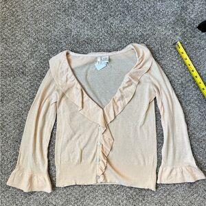 Moth Cotton Cream Ruffle Cardigan